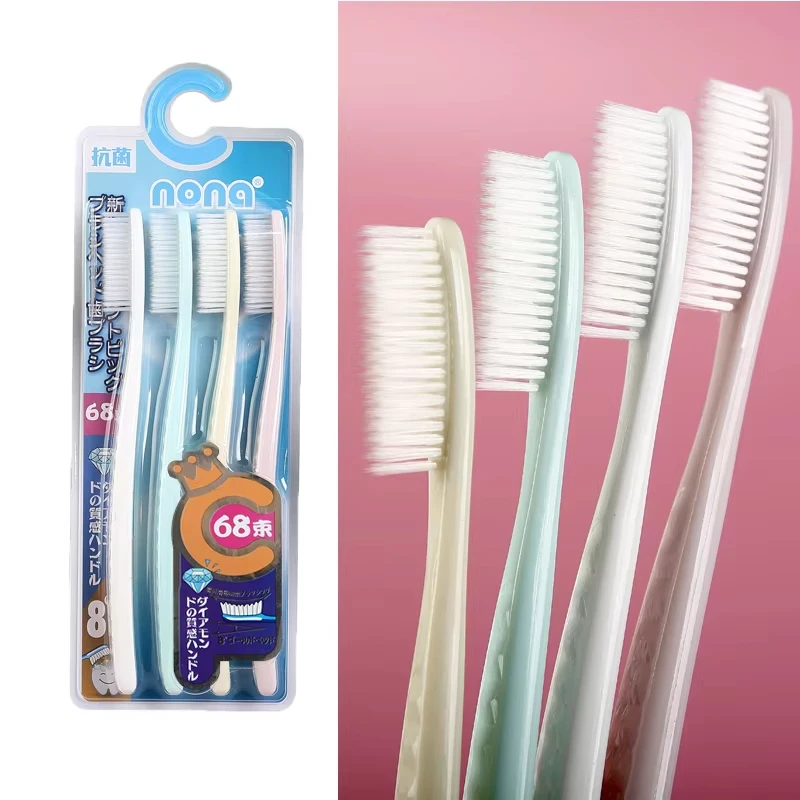 Brosse à dents manuelle 4 pièces cheveux doux longue tête adulte grande brosse à dents confort dents brosse de nettoyage buccal