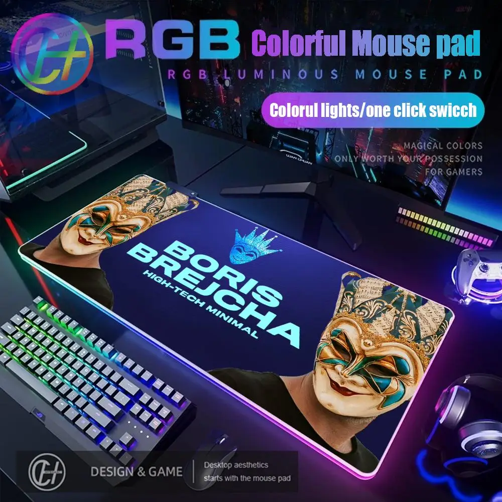

Игровой коврик для мыши XXL HYBXAXC DJ Boris Brejcha с RGB-подсветкой, HD-коврик для геймеров, большой LED-коврик для стола, 900x400 мм