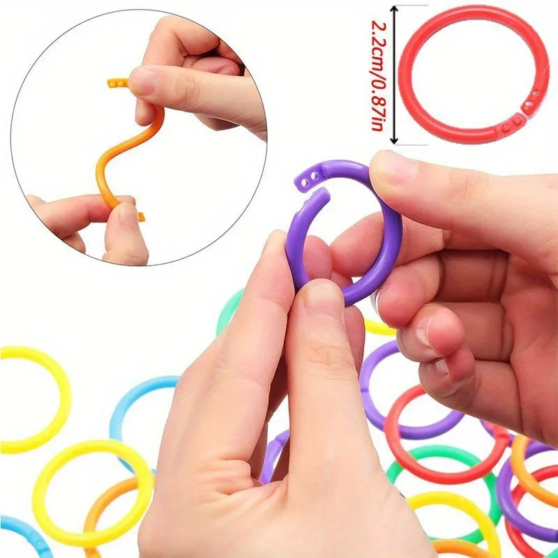 100pcs random color 15mm Plastic Ring Binder DIY Albums Circle Loose-leaf Book Hoops Opening Office Binding Supplies Photo Album