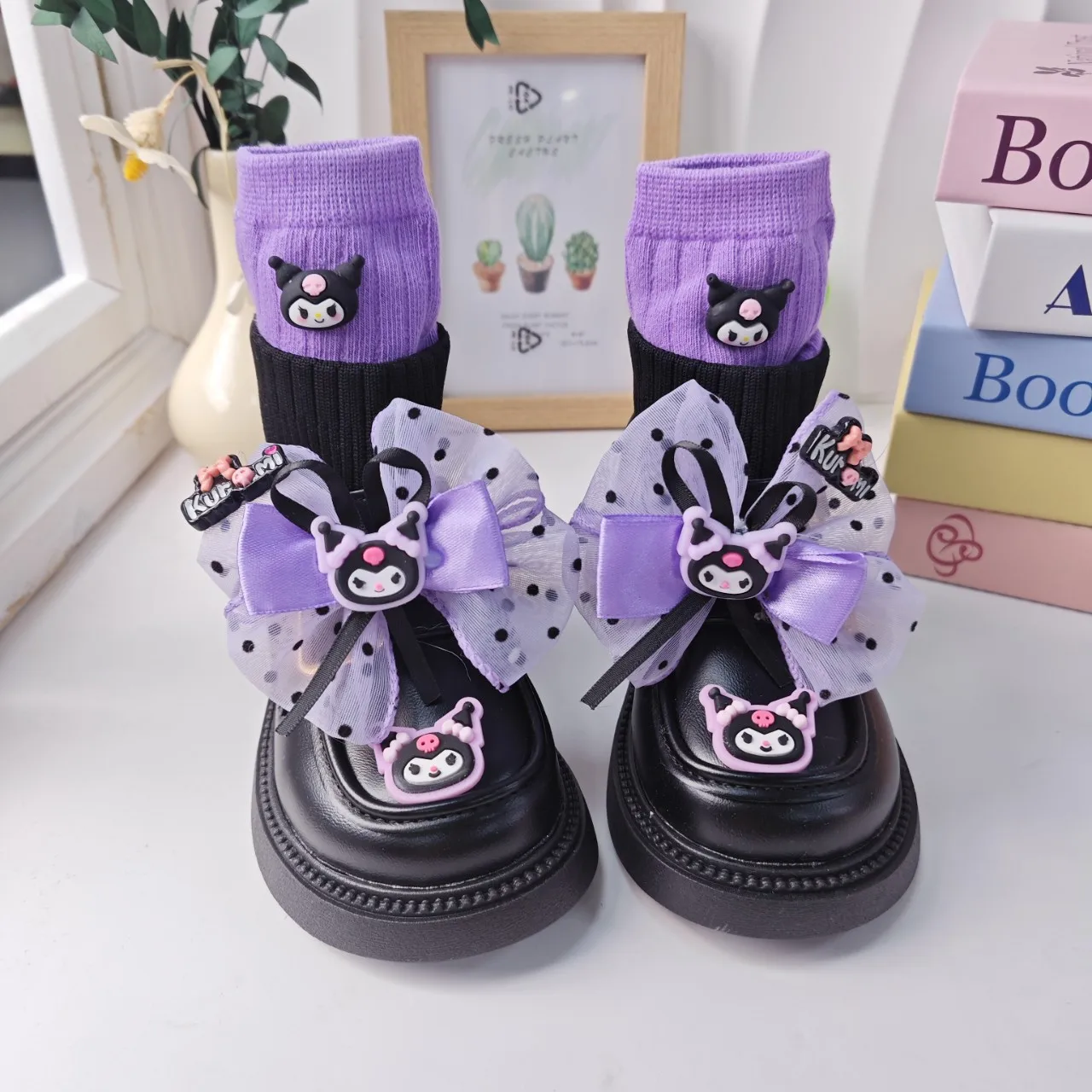 

Детская обувь Sanrio Kuromi, модные ботинки, осенне-зимние милые хлопковые ботинки с героями мультфильмов, нескользящие хлопковые ботинки, обувь kawalii, подарок для девочки