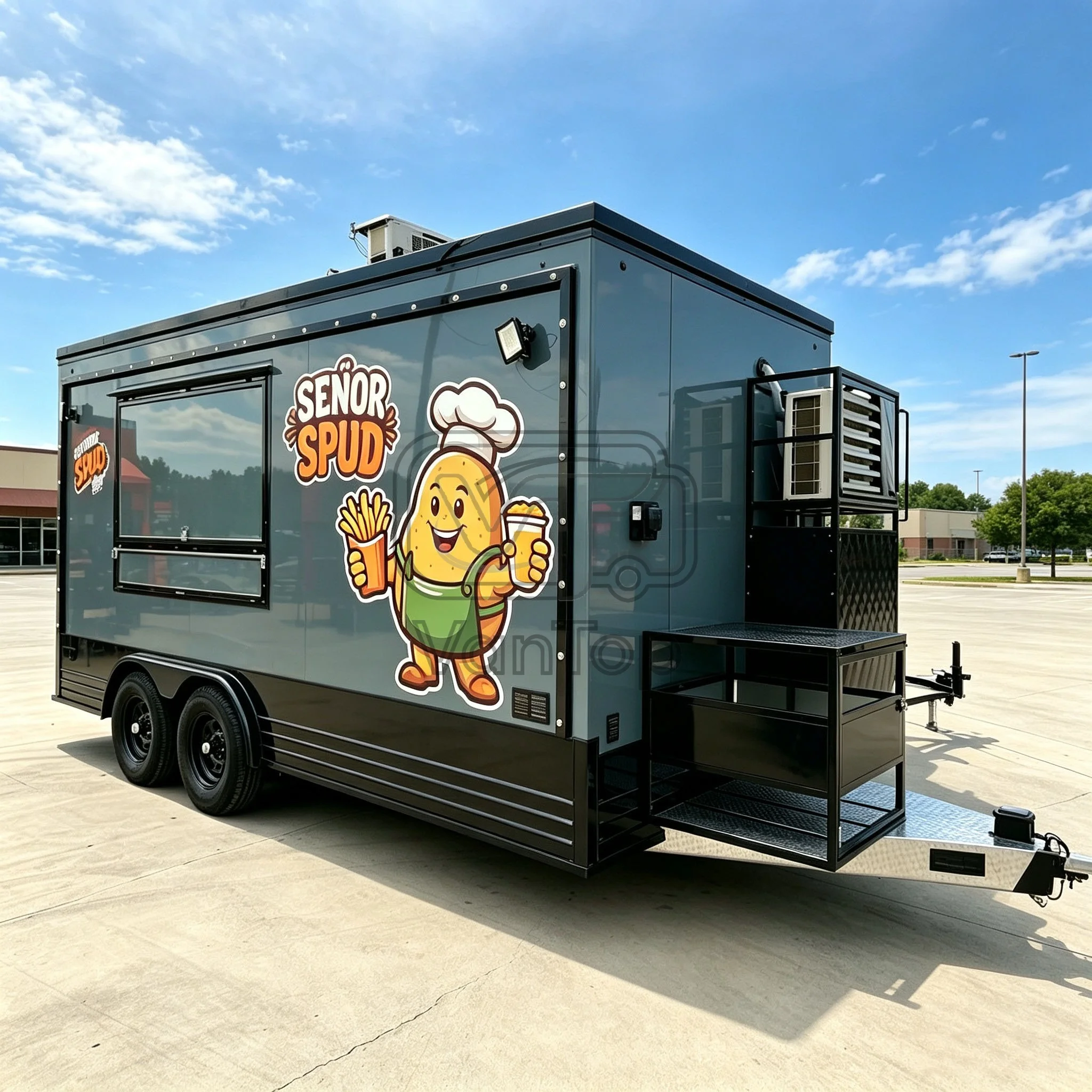 Square Mobile Food Trailer Concession Kitchen Trailer for Coffee Fast Food and Snack Business