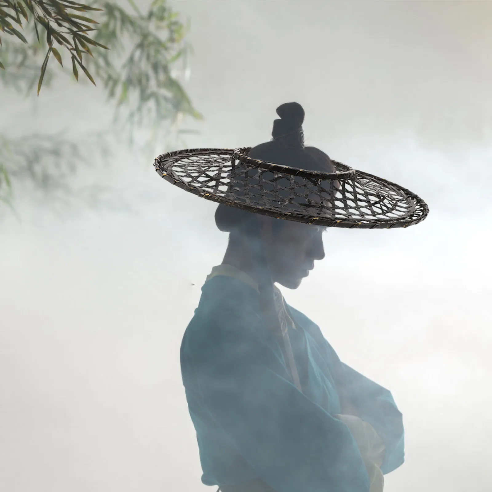 Chapeau conique traditionnel en bambou tressé ajouré pour hommes et femmes, accessoire décoratif léger et confortable pour cosplay et fêtes, style asiatique