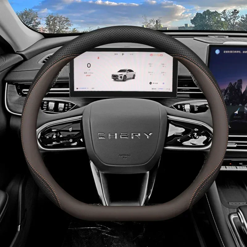 New Leather Car Steering Wheel Cover For Chery Tiggo 4 7 Tiggo 8 9 3x Arrizo 5 8 Jaecoo J7 J8 2023 2024 2025 2026 Accessories