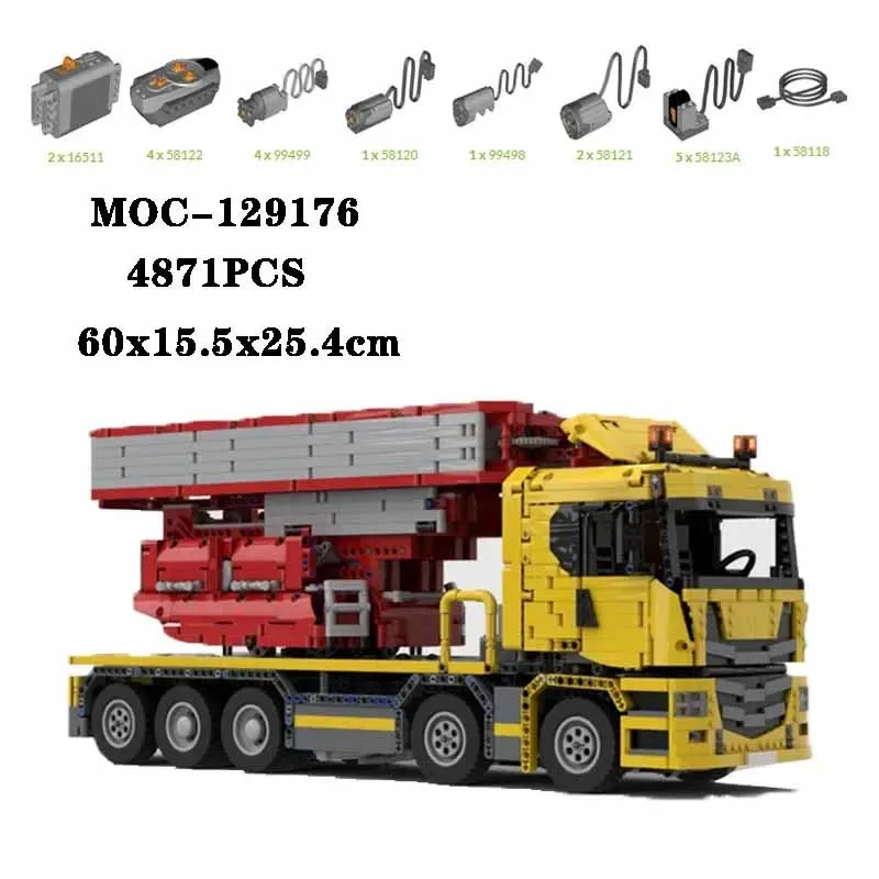 Heavy Transport Vehicle Crane Building BlocksMOC-129176 Bridge Inspection Vehicle High-Difficulty Assembly Blocks Adult Toy Gift