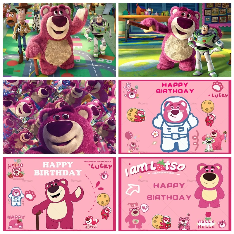 

Toy Story Lotso Baby 1st Birthday Backdrops For Photography Newborn Party Decor Portrait Photographic Background Photo Studio