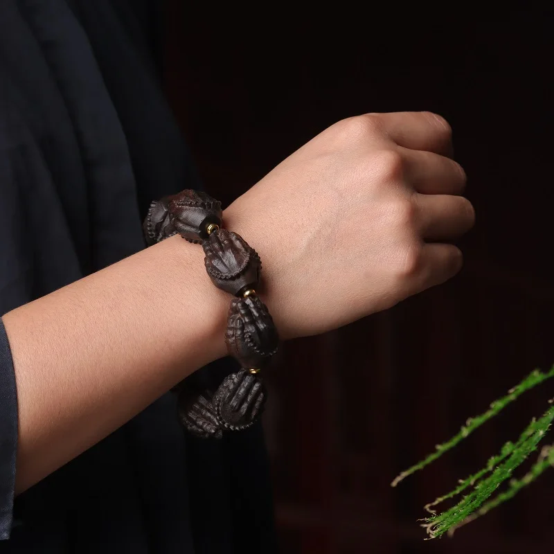 

Wooden Buddha Hand Carving Bracelet Heart to Collectables-Autograph Rosary Transfer Beads Toy Gear Car Pendant
