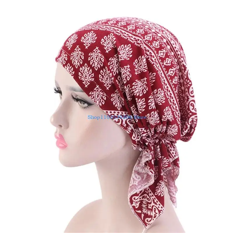 400A Comfortable Chemo Headscarf Fashion Pattern Muslims Sleep Hat for Everyday Wear