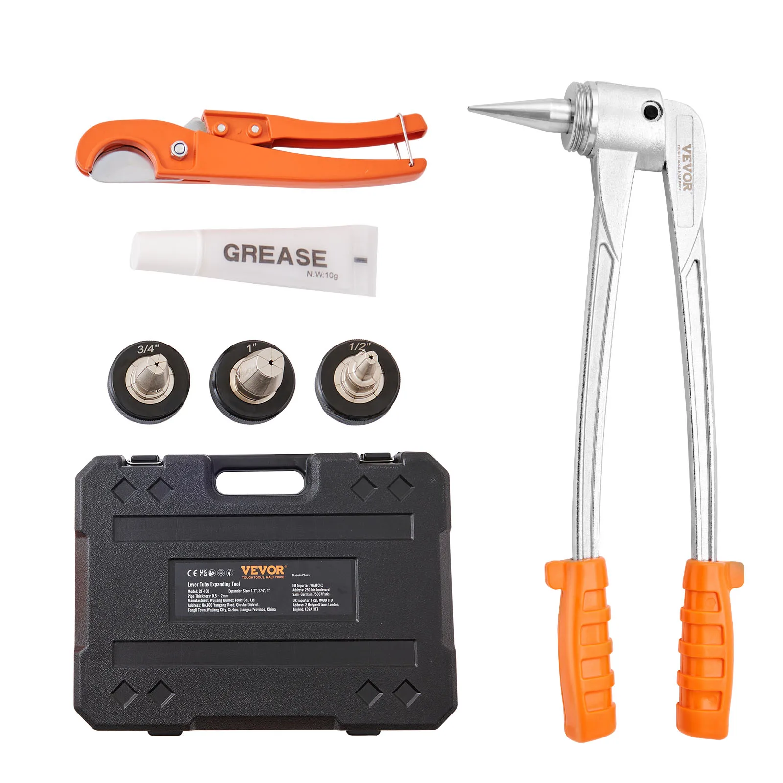 

SucceBuy Pipe Tube Expander Manual Hydraulic PEX Tube Expanding w/ 3 Expansion Heads Pipe Cutter Tool for Copper Pipe Repairing