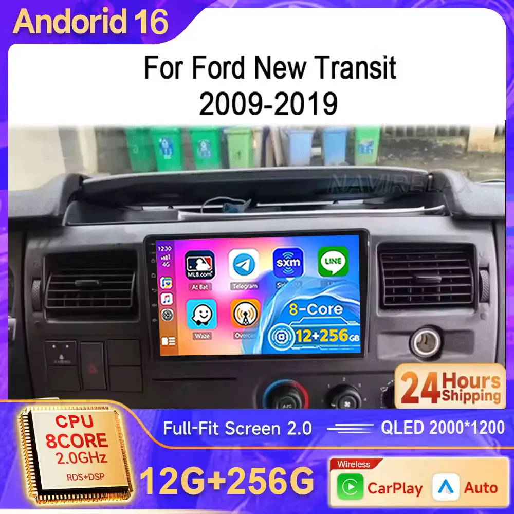Android 16 For Ford New Transit 2009-2019 Focus 2005-2010 Radio Screen Stereo Head Unit Autoradio GPS Car Multimedia Player
