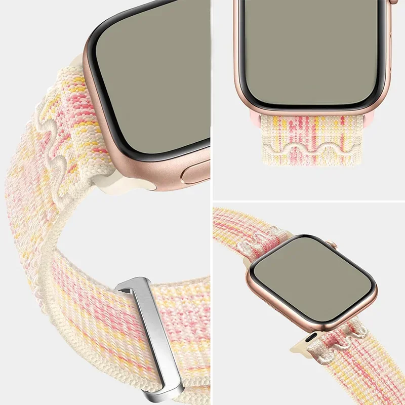 Bracelet en nylon pour Apple Watch Series 10, 9, 8/7, 40mm, 41mm, 44mm, 45mm, 49mm, Ultra, 2 Loop Strap, iWatch Series 6, 5, 4, SE, 42mm, 46mm Band