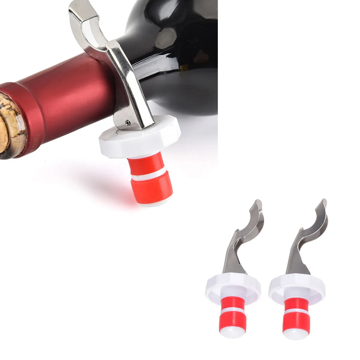2Pcs Beverage Stopper Wine Bottle Stopper Reusable Air Tight Seal Expanding Design for Red White Wine Beer Vinegar Oil