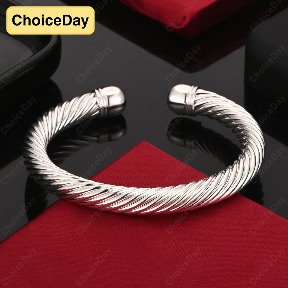 

ChoiceDay 925 Sterling Silver Classic Open Bracelet Men and Women Fashion Accessories Party Jewelry Hip Hop Gift