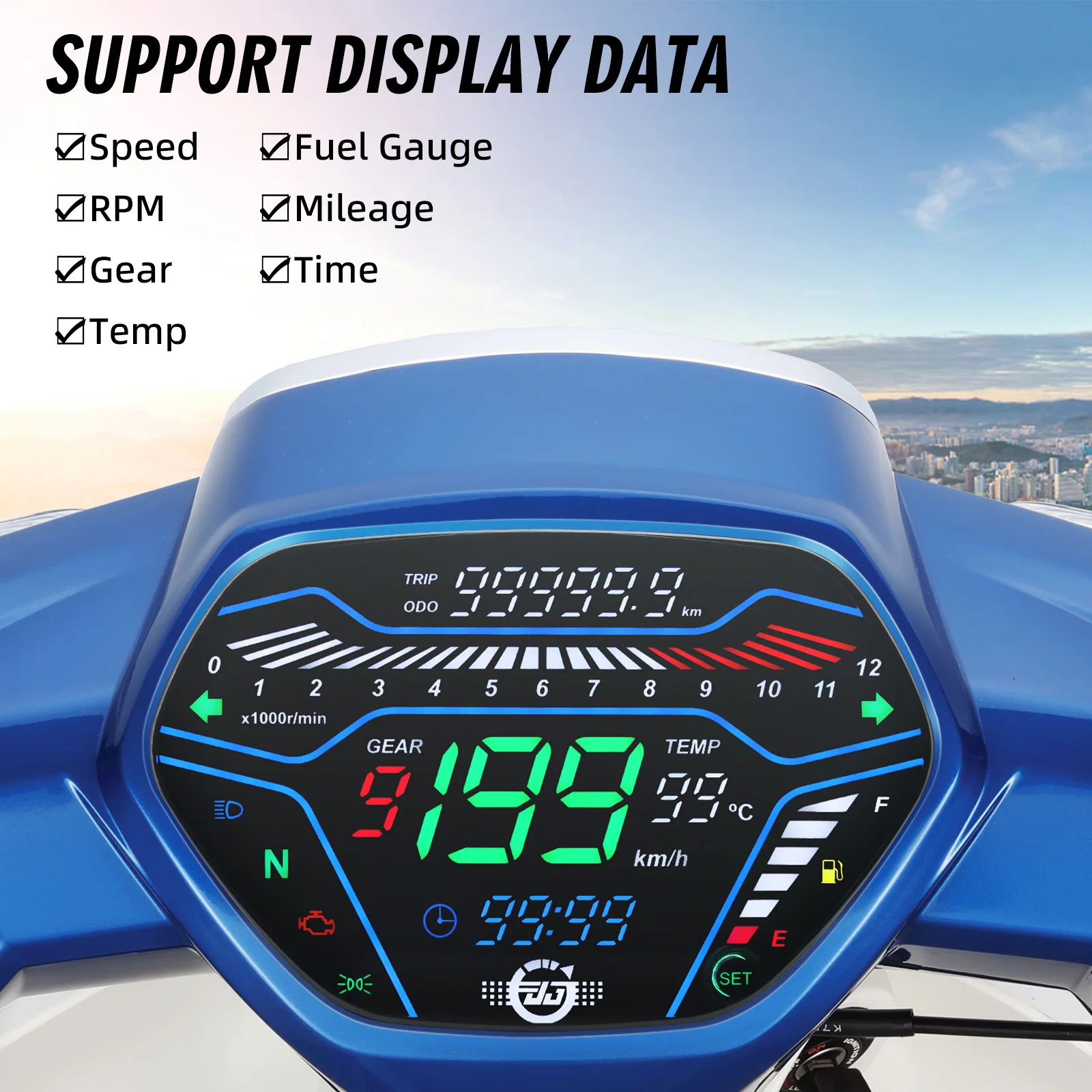 2024 New Digital Motorcycle Speedometer LED Dashboard RPM For EX5 Class1 CX DX Honda Wave100 CD100 Alpha Ori Tokyoda DY110-2F