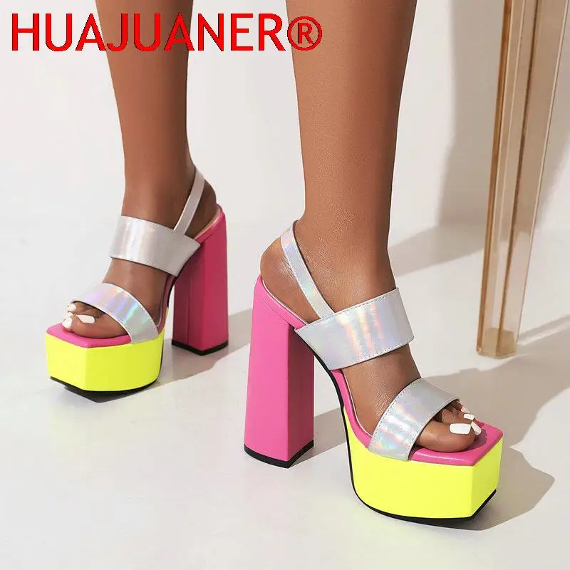 HUAJUANER-Sandálias femininas de salto alto plataforma, marca de luxo, sapatos femininos de verão, plus size, 41, 42, 43, 2022