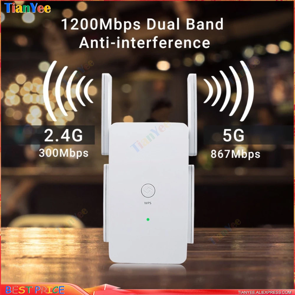 2.4G + 5G AC1200 Dual-Band Wireless Extender WiFi Repeater Booster 1200M WIFI Amplifier Signal Access Wi-Fi Repetidor Adapter