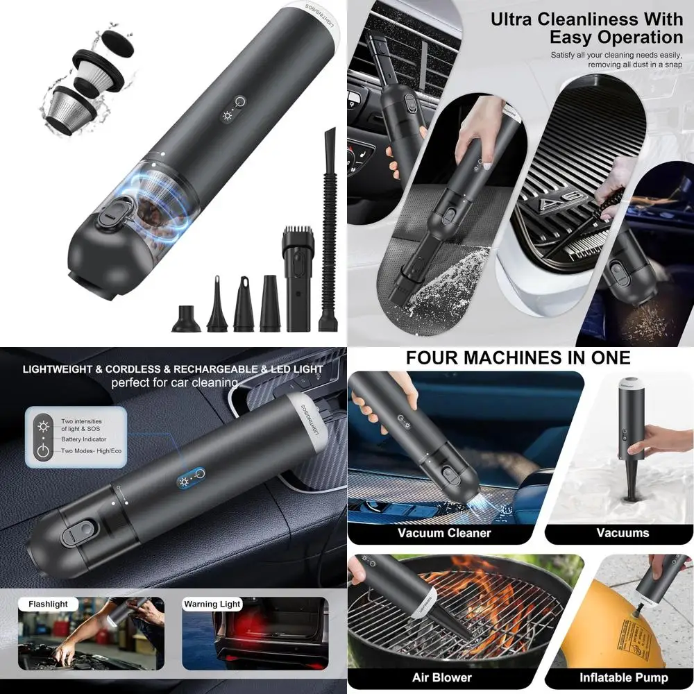 15000PA Portable Vacuum Cleaner with LED Light, HEPA Filter, and 2-in-1 Blow & Suction for Car, Home, and Pet Hair Removal