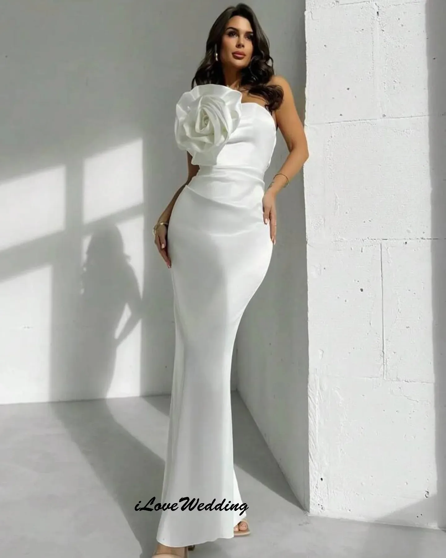 

Elegant Strapless Evening Dress 2025 3d Flower Wedding Women Guest Dress Mermaid Formal Gowns For Women Floor Length Customized