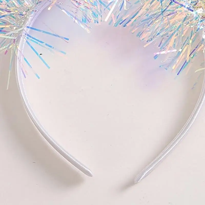 A52E Adult Teens Tinsels Snowflake Headbands Woman SPA Hair Hoop Makeup Christmas Taking Photos Carnivals Party Headpiece