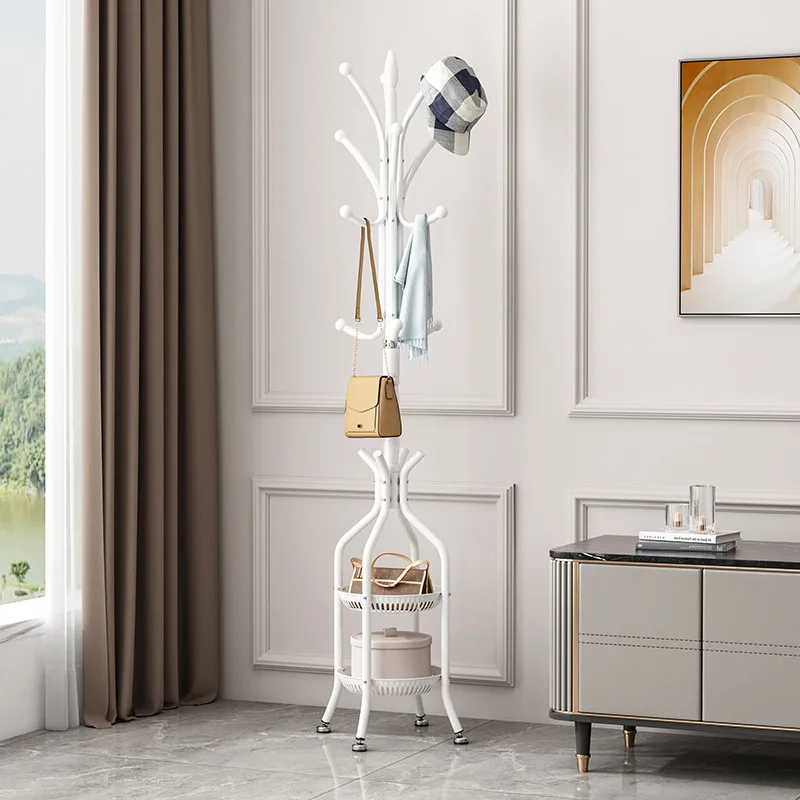 

Double-layer vertical coat rack, bag rack, floor-to-ceiling bedroom hanger, simple living room large hanger, simple coat rack