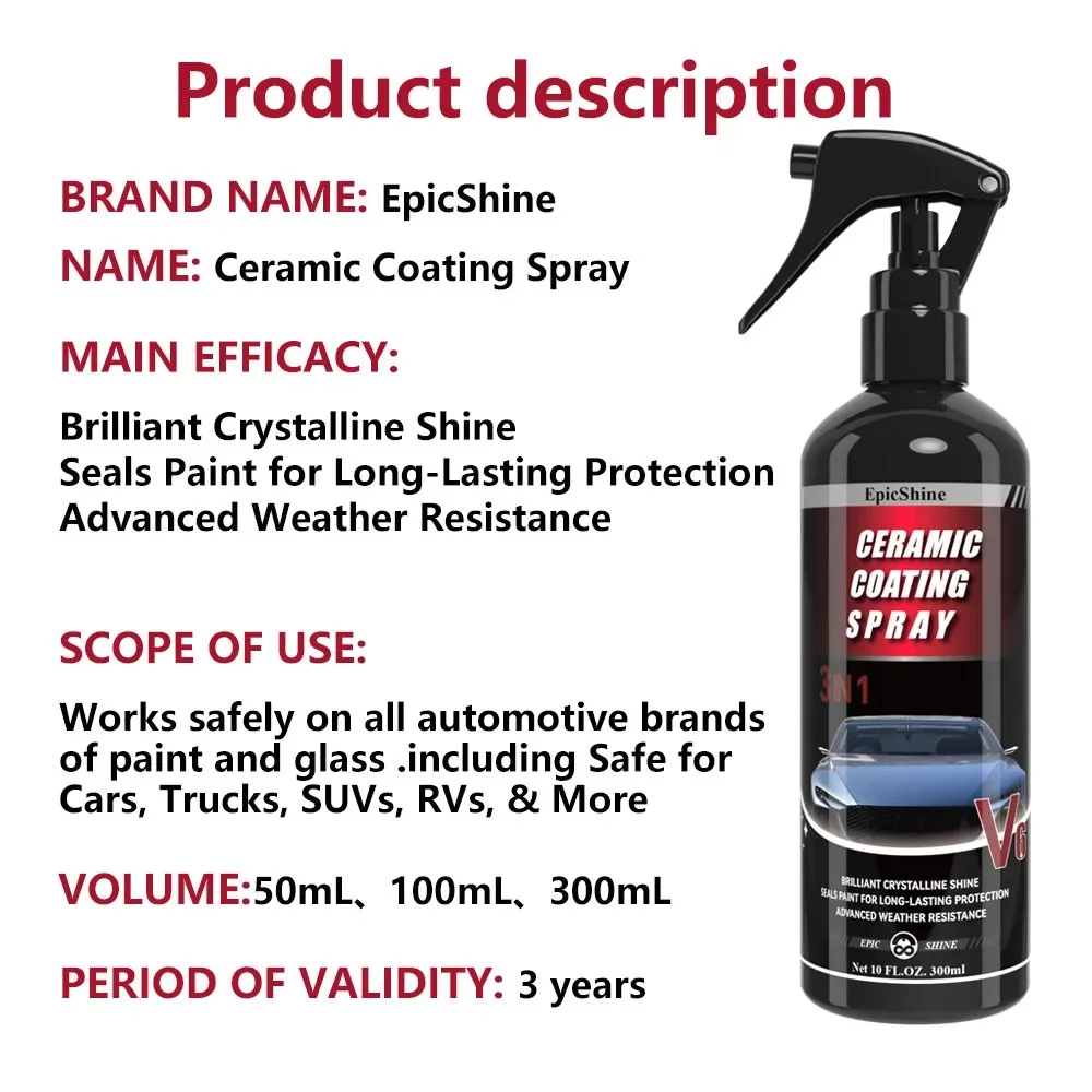 Ceramic Coating Car Nano Coating Agent Crystal CoatingSpray Hydrophobic Anti-Scratches Car Detailer Polishing Wax Coating Care