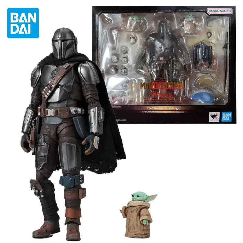 In Stock Genuine Bandai S.H.Figuarts SHF Star Wars The Mandalorian Grogu Mandalorian Darksaber Anime Action Figure PVC Model Toy