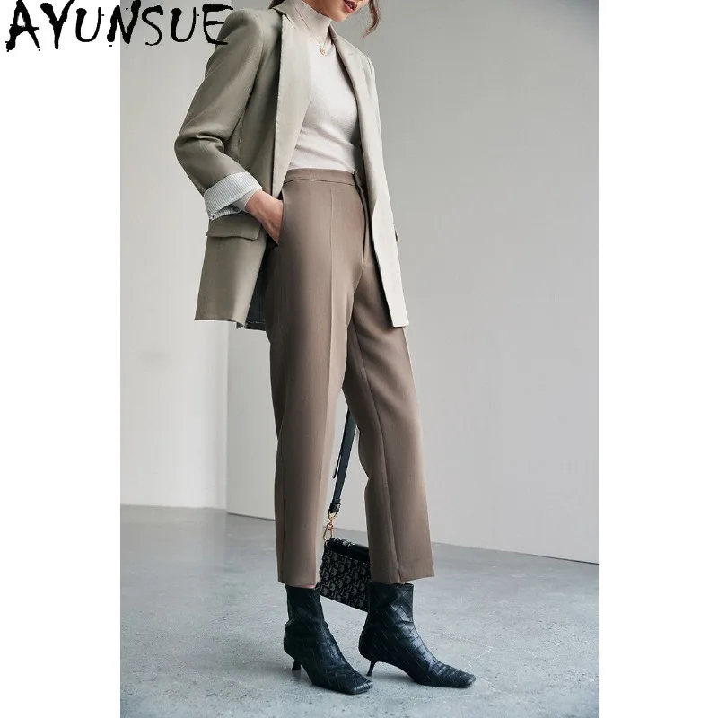 

AYUNSUE осенне-зимние брюки женские, Новое поступление, повседневные брюки высокого кроя, одежда для женщин, хорошее качество, Pantalon Femme