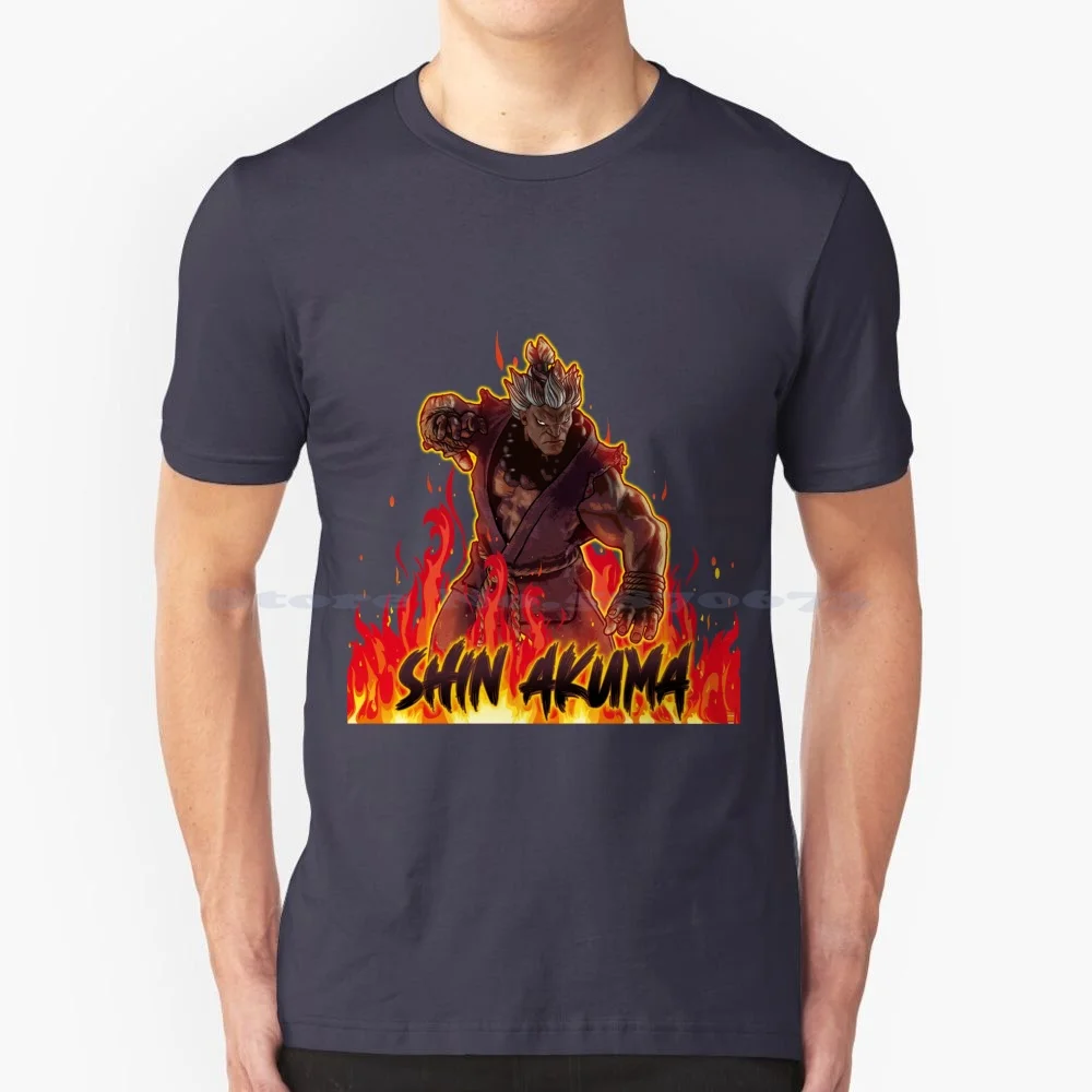 Akuma Tekken T Shirt 100% Cotton Tee Tekken 7 Fighting Game Game Fight Anime Jin Khazama Shin Akuma Fire