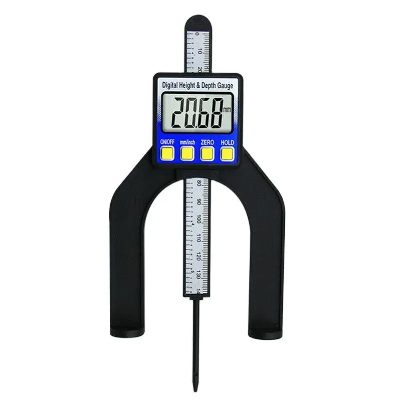 Cyfrowy wyświetlacz LCD Miernik wysokości i głębokości Magnetyczne nóżki 0-80mm Suwmiarka Noniuszowa Linijka do obróbki drewna Piła stołowa