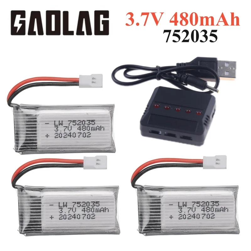 

H31 Battery 752035 3.7V 480mAh Rechargeable Lipo Battery For H107 H31 KY101 E33C E33 U816A H6C RC Drone Spare Parts 3.7V Battery