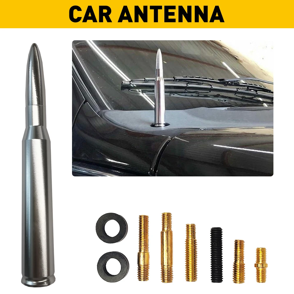 

Bullet Antenna Roof Radio Whip Aerial Antenna Pole AM/FM Radio Car Pole Antenna Short Adapter Radio Foot Stations Aluminum