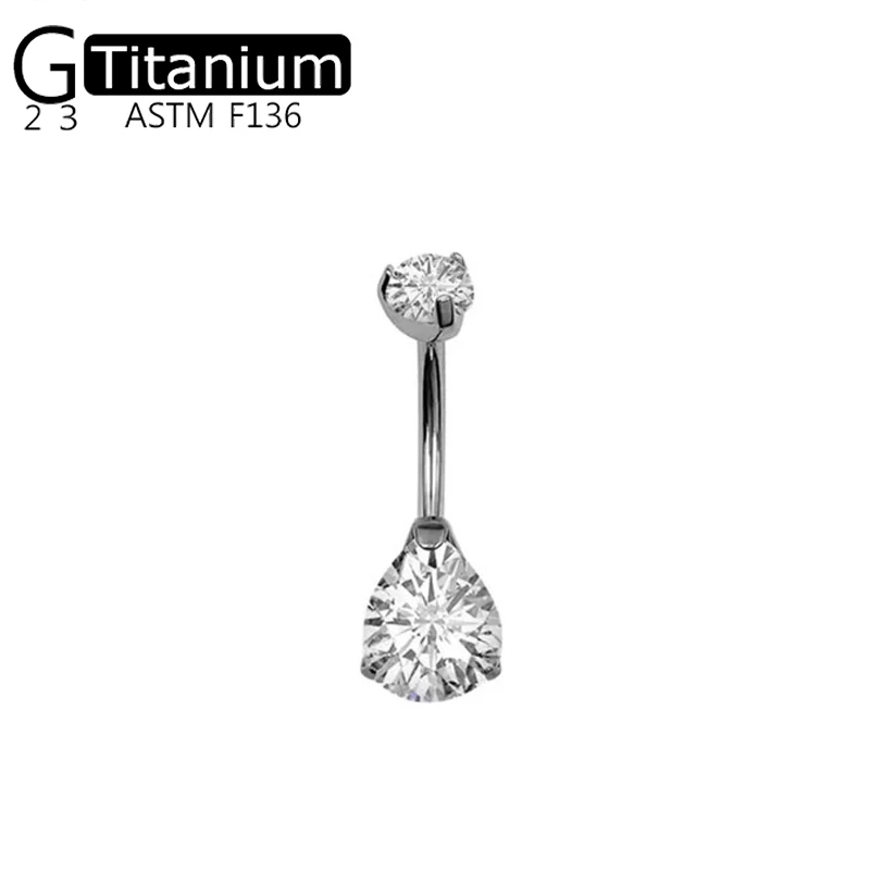 G23 Titanium Navel Bars Piercing Belly Rings Ombligo Nombril Body Jewelry Navel Piercing Sexy Belly Button Rings Gem Jewelry