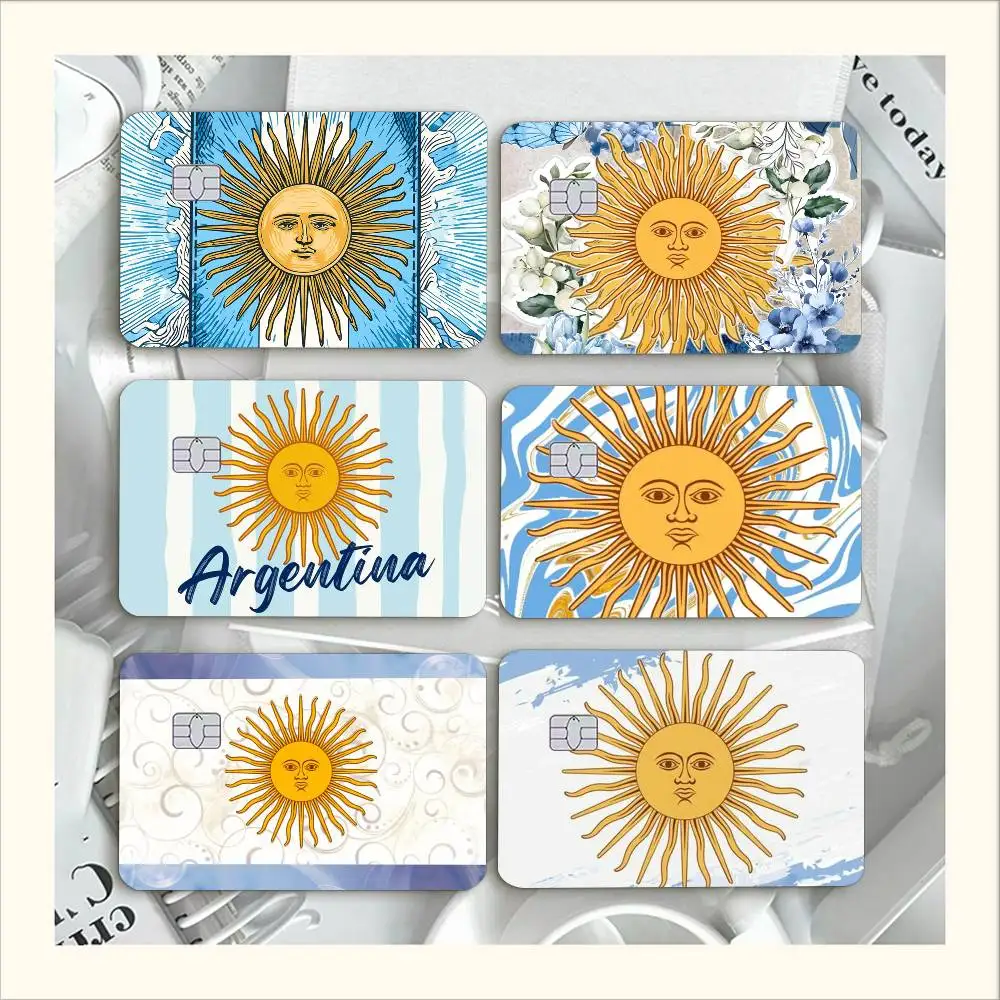 Argentina Flag Aesthetic   Waterproof Film Skin Cover Credit Card Stickers Debit Front Bank Bus Pass