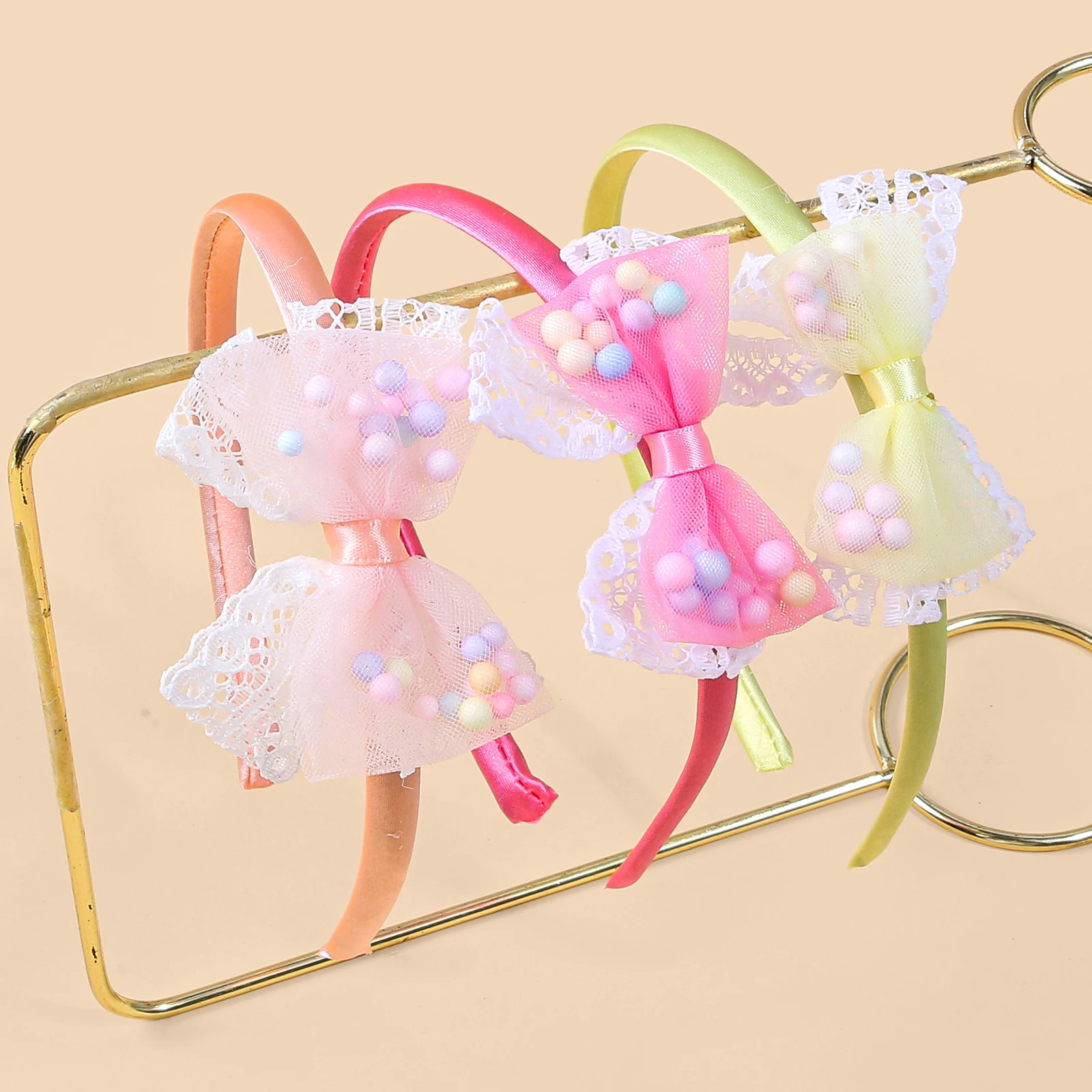 3/6 قطعة الدانتيل شبكة رغوة الكرة القوس رباط شعر للفتيات لطيف موضة وصمة عار رباطات للأطفال النساء إكسسوارات الشعر اليومية