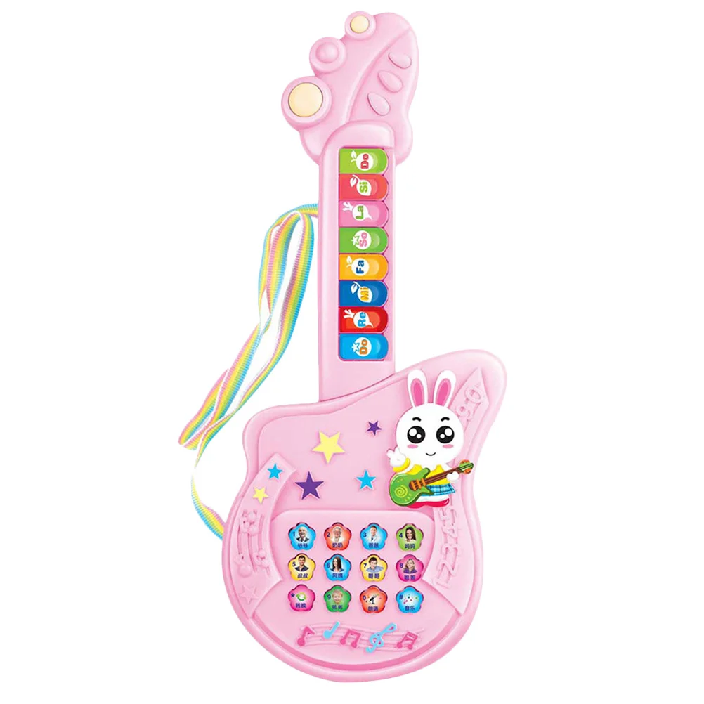 كارتون الغيتار الكهربائي اللعب الموسيقي للأطفال حواف آمنة ناعمة أداة تعليمية مبكرة التعرف على ألوان الطفل #4
