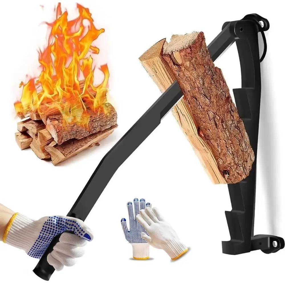 Portable Wall Mounted Kindling Splitter Carbon Steel Firewood Cutter 22.50x16.14x5.12 Inch Efficient Splitting Tool