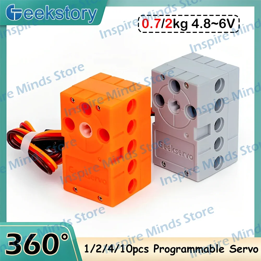 Geekservo 0.7/2 كيلو 360 ° محرك سيرفو قابل للبرمجة مع عمود إخراج مزدوج وعزم دوران عالي متوافق مع Legoed Microbit Raspberry Pi #1