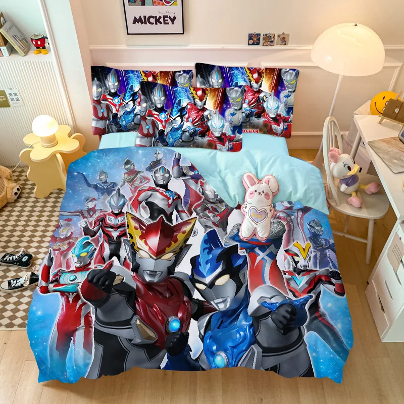 Ultraman Anime 3D Print King Size Bedding Set Duvet Cover Set with Pillowcase Children\'s Bed-linen Cosplay Bedroom Decoration