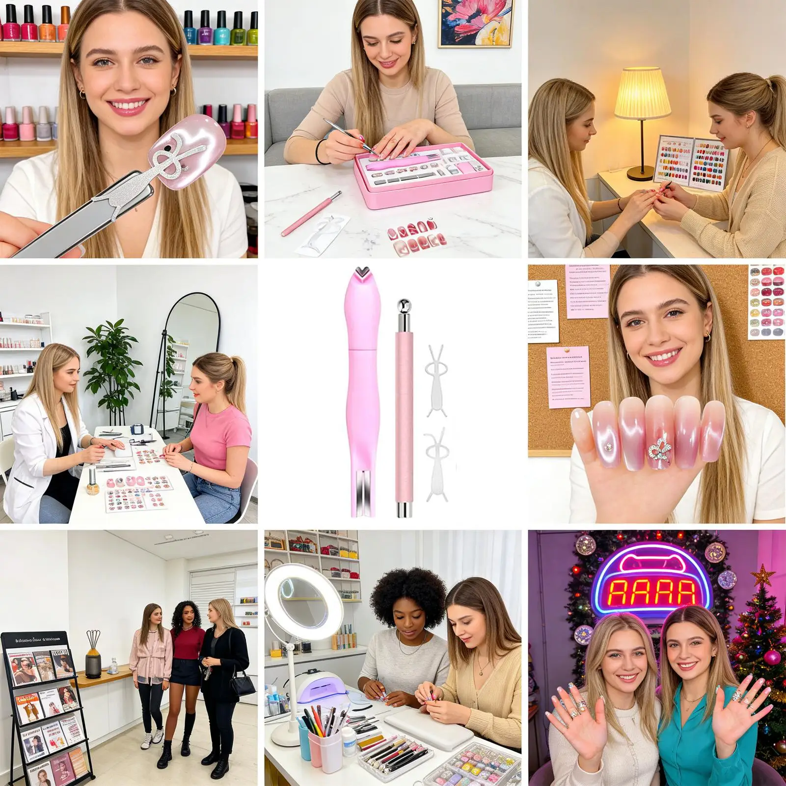 Nail Magnet Set Fingernail Decoration Manicure Kit Gel Nail Magnet Pen Set for Wife Friend Sister Teens Coworkers Home Salon