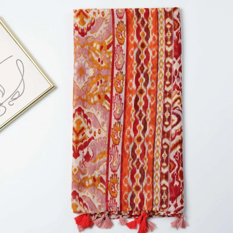 

Western Style Bali Silk Factory Printed Bali Silk Long Scarf Summer Travel Vacation Warm Shawl