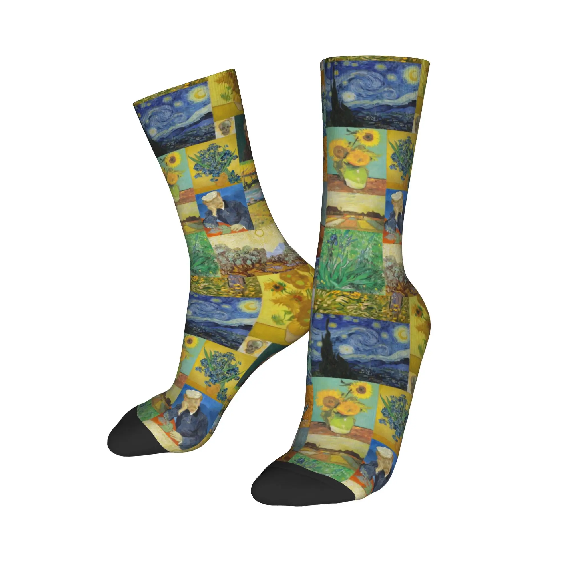مخصص كول فنسنت فان جوخ اللوحة الكولاج الجوارب الرجال النساء الدافئة 3D الطباعة جوارب كرة القدم الرياضية #1