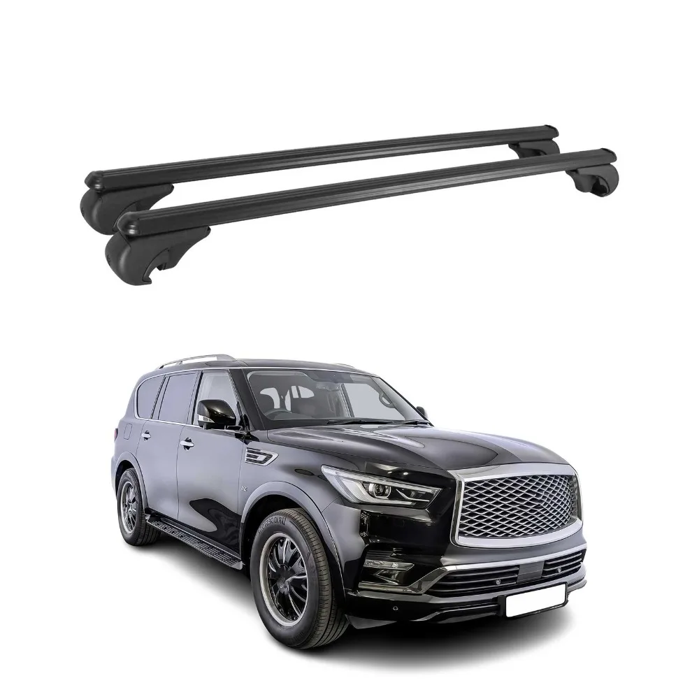 For 2015-2024  QX80 Roof Rack Cross Bars - Lockable Luggage Carrier, Black