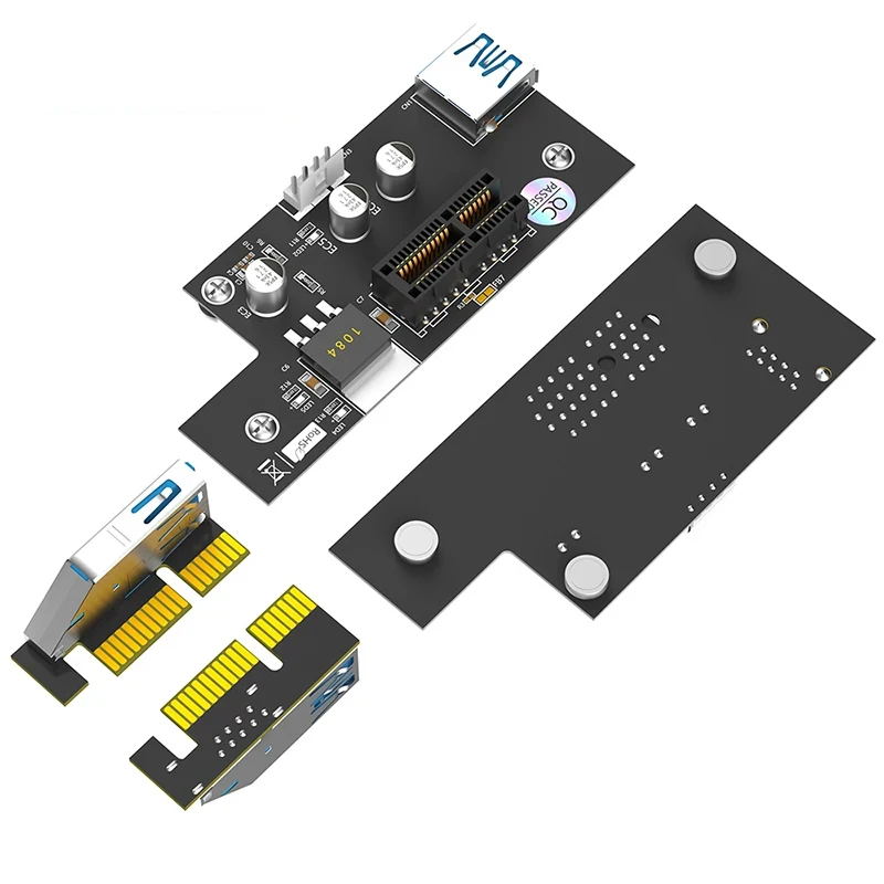 PCI-E PCI Express 1X to 1X Riser Card SATA Power LED Indicator with Magnetic Foot Pads for Mining PCIE X1 Extender USB 3.0 Cable