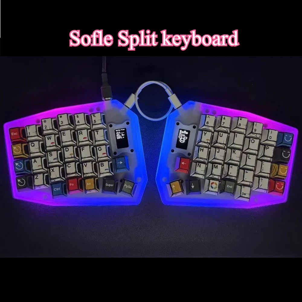 

Sofle Split Keyboard Custom Wired Ergonomic Hot Swap Mechanical Keyboard Kit OLED Screen DIY E-sports Office VIA Ipad Keyboard