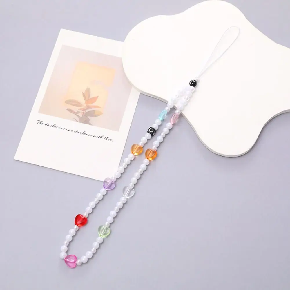 Handmade Beaded Phone Lanyard Anti Loss Sling Wrist Strap Pearl Phone Chain Colorful Beaded Cellphone Charm Girls Women