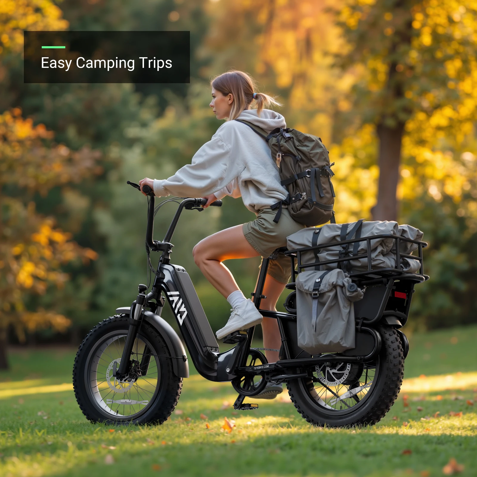 Family Electric Long Tail Cargo Bike for Kids, Pets, Large Capacity, Foldable, Urban Commute  Transport, Pedal Assist