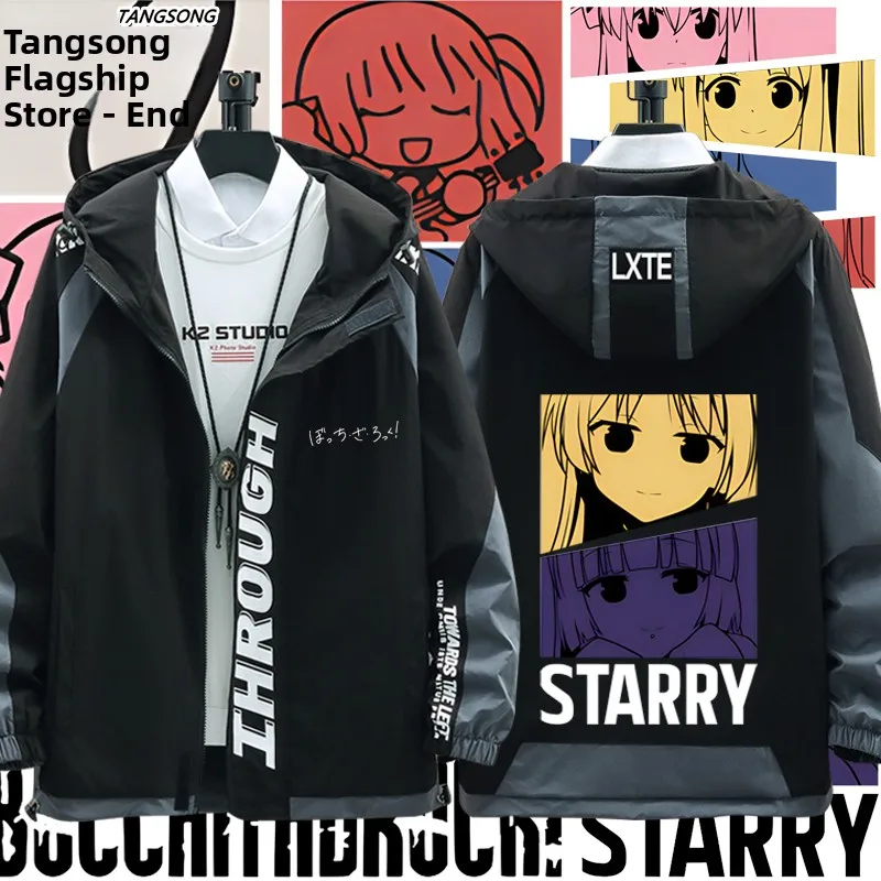 

Молодежная модная куртка-худи в стиле аниме с длинными рукавами, на молнии, свободного кроя, из полиэстера