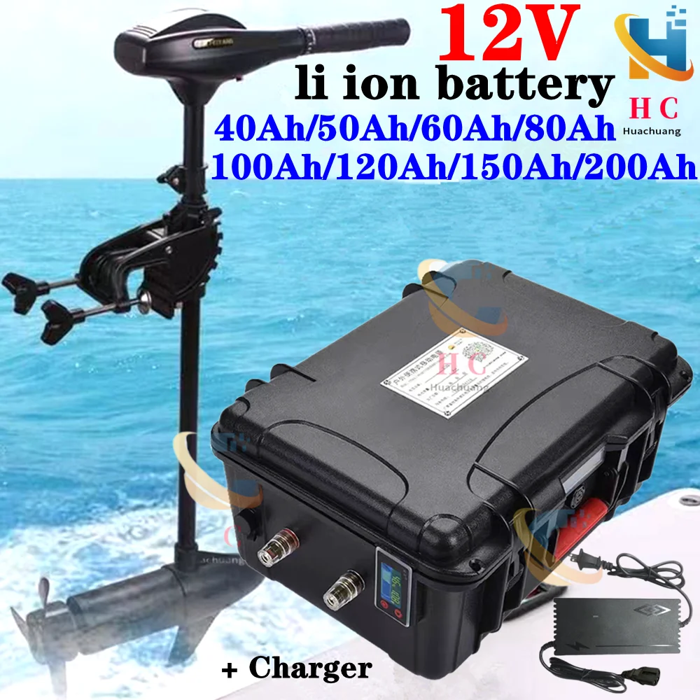 12V 50Ah 60Ah 100Ah 120Ah 200Ah 250Ah lithium ion rechargeable battery pack bluetooth power supply for boat solar Panels