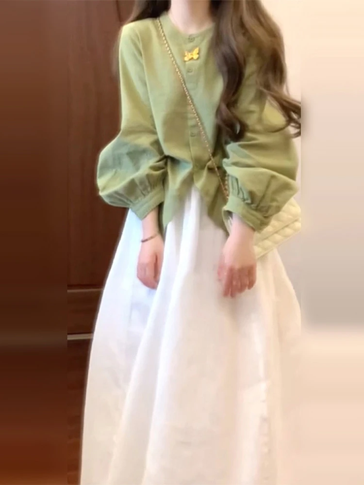 Koreaanse Sle Zachte Casual Dames Dr Set Lente Herfst Nieuwe High-End Unieke Ele Rok Set Zoete Hoge Taille a-lijn Dr