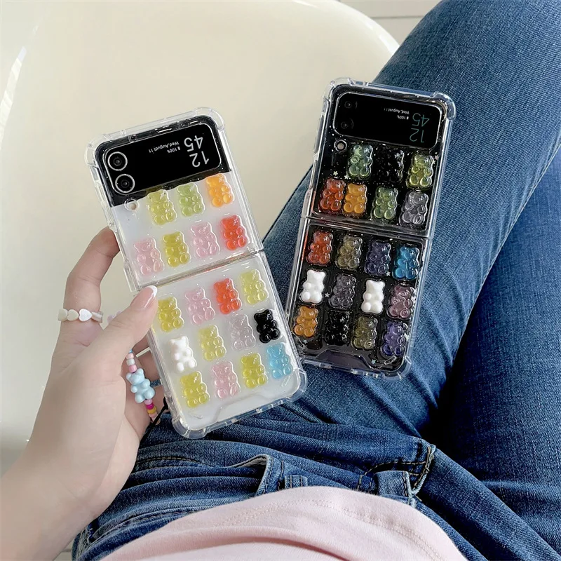 Gummy Bear Phone Case for Samsung Galaxy Z Flip 5 4 3 Protective Back Cover for ZFlip3 ZFlip4 ZFlip5 Case Shell