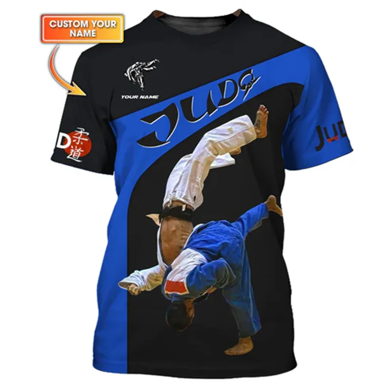 Judo Fans 3D Print Funny T-shirt For Men Fitness Train Loose Round Neck T Shirts Japanese Jiu-Jitsu Fashion Trend Custom Tee - Image 4